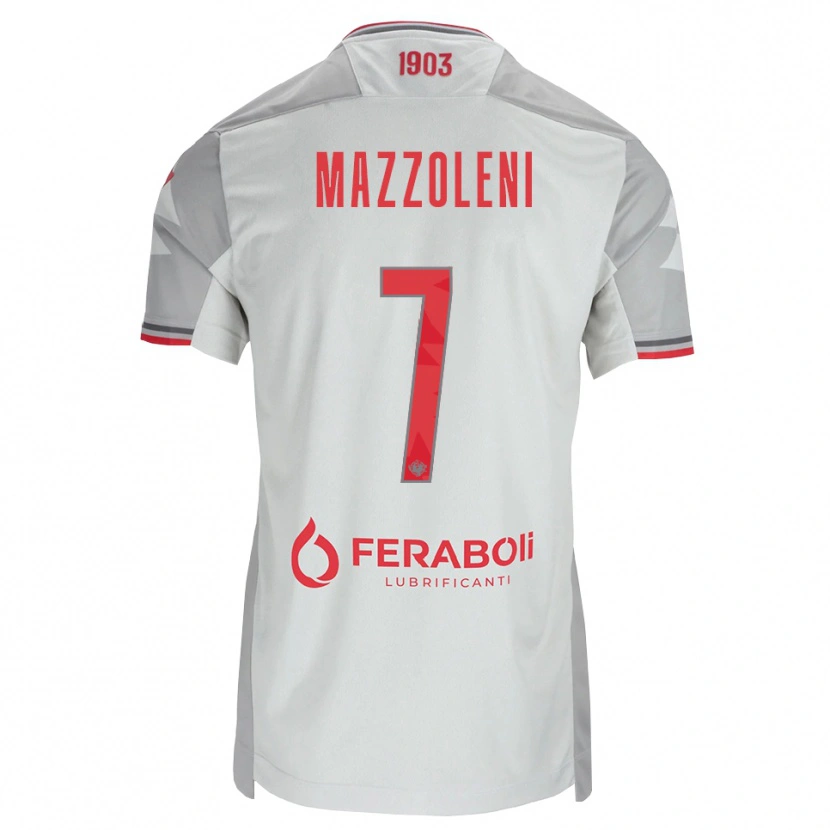 Danxen Criança Camisola Andrea Mazzoleni #7 Cinza Branco Vermelho Alternativa 2026/27 Camisa