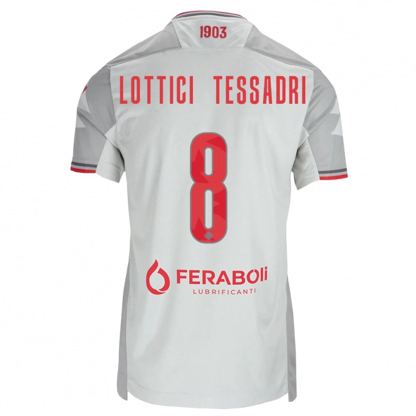 Danxen Criança Camisola Simone Lottici Tessadri #8 Cinza Branco Vermelho Alternativa 2026/27 Camisa