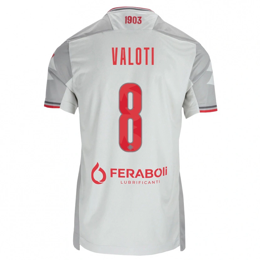 Danxen Criança Camisola Mattia Valoti #8 Cinza Branco Vermelho Alternativa 2026/27 Camisa