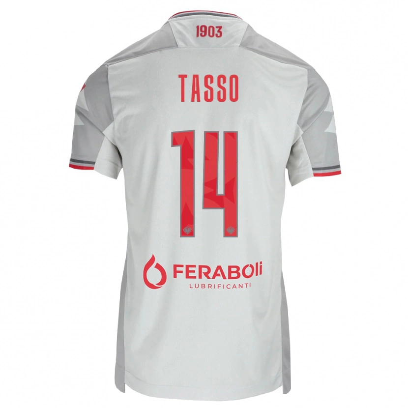 Danxen Criança Camisola Achille Tasso #14 Cinza Branco Vermelho Alternativa 2026/27 Camisa