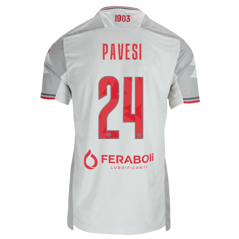 Danxen Criança Camisola Davide Pavesi #24 Cinza Branco Vermelho Alternativa 2026/27 Camisa