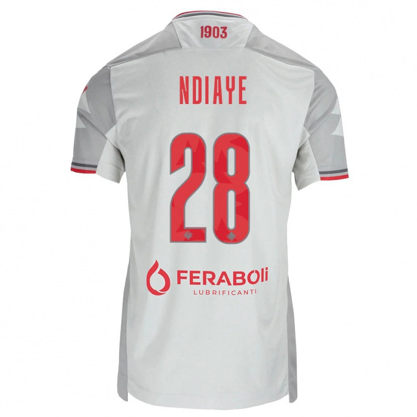 Danxen Criança Camisola Maissa Ndiaye #28 Cinza Branco Vermelho Alternativa 2026/27 Camisa