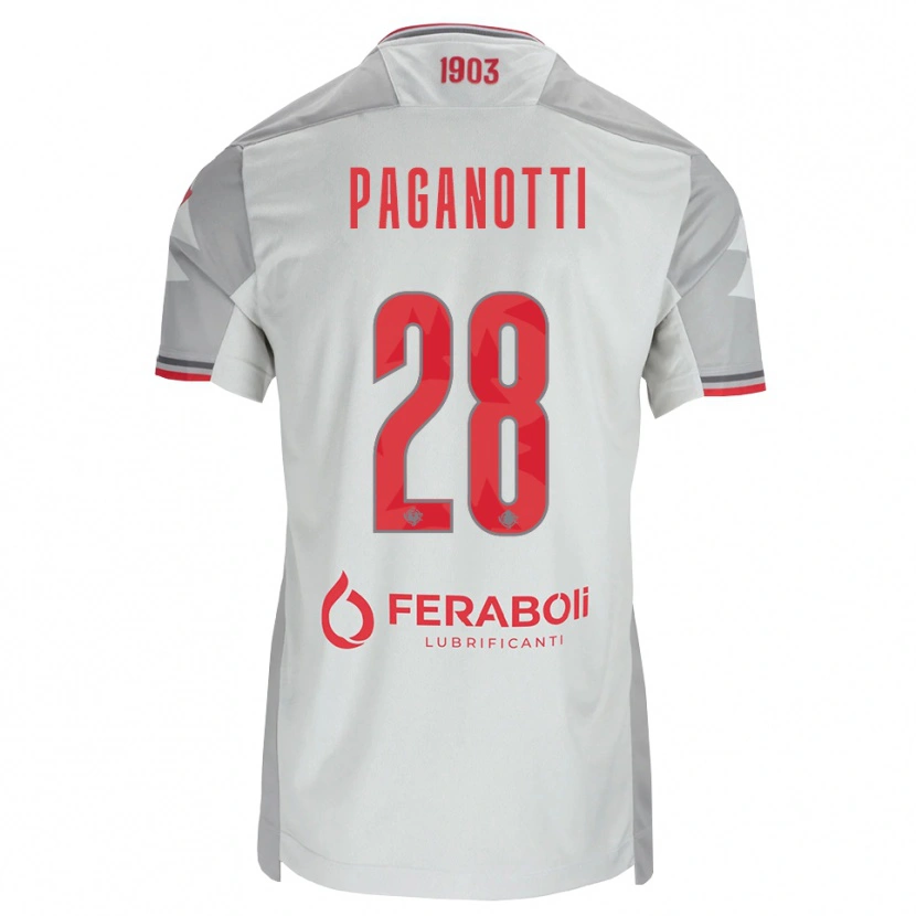 Danxen Criança Camisola Michele Paganotti #28 Cinza Branco Vermelho Alternativa 2026/27 Camisa