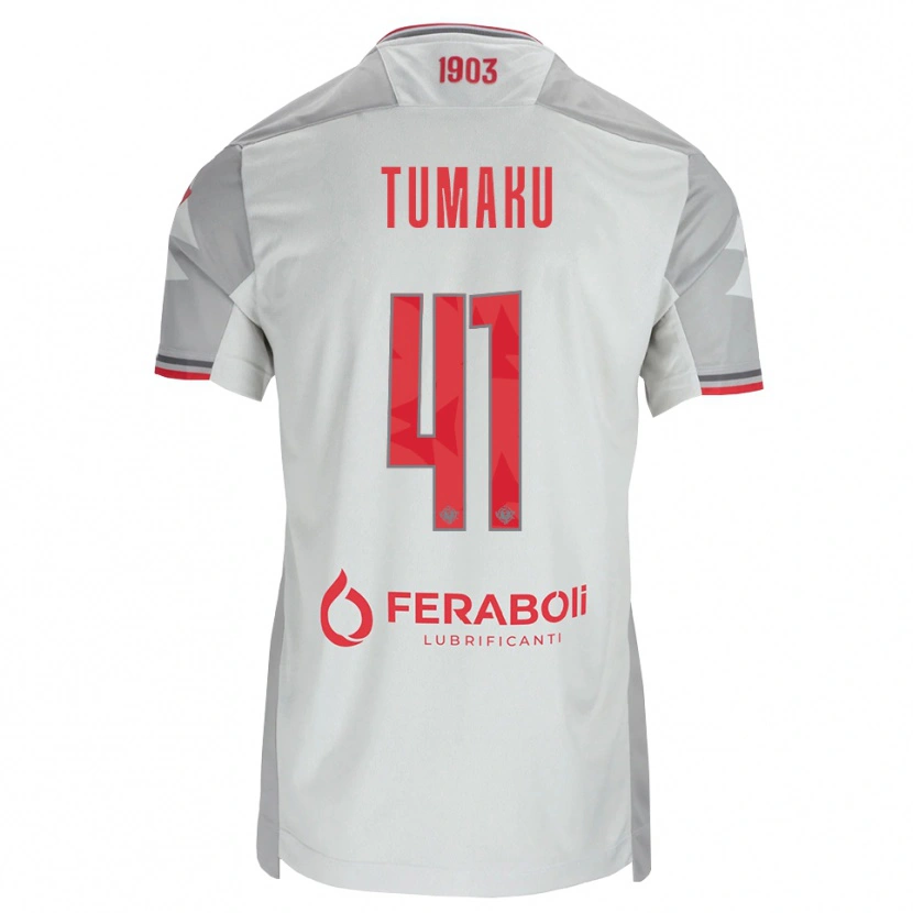 Danxen Criança Camisola Niccolò Tumaku #41 Cinza Branco Vermelho Alternativa 2026/27 Camisa