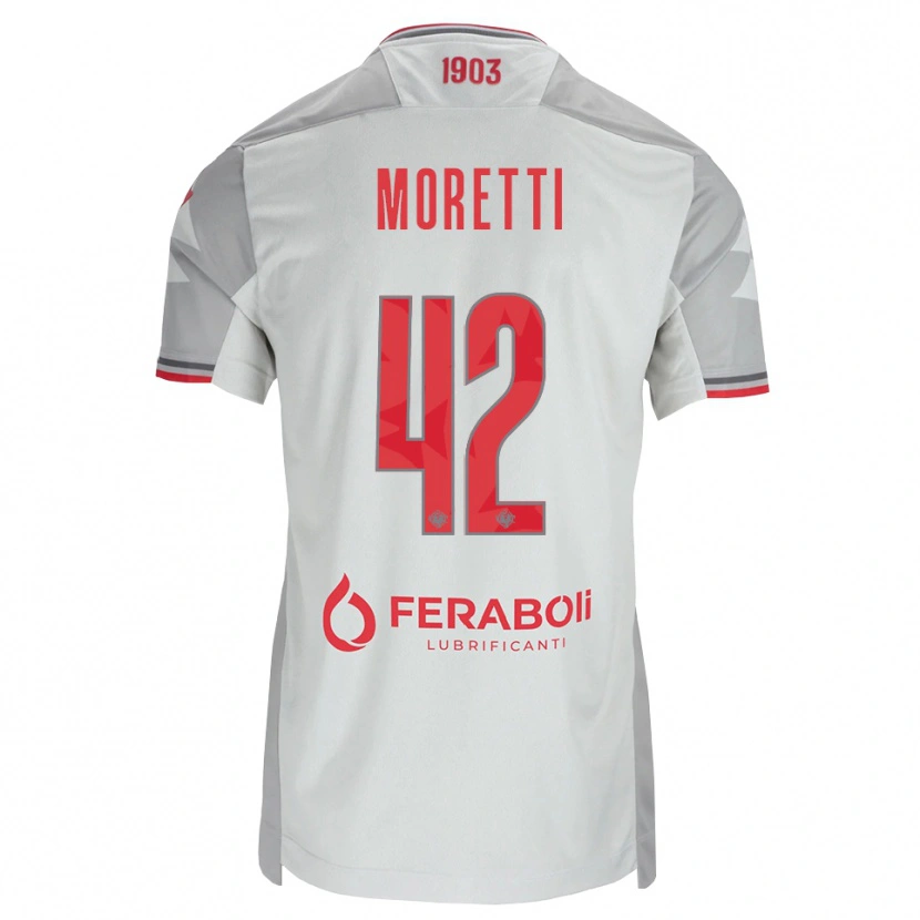 Danxen Criança Camisola Lorenzo Moretti #42 Cinza Branco Vermelho Alternativa 2026/27 Camisa