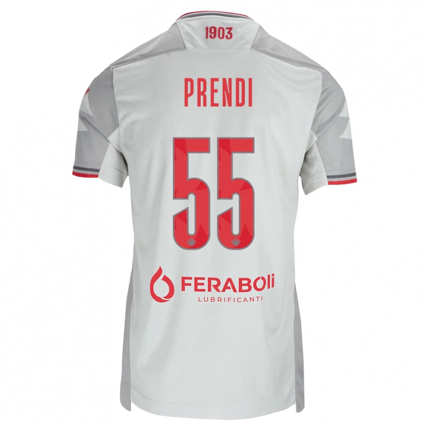 Danxen Criança Camisola Denis Prendi #55 Cinza Branco Vermelho Alternativa 2026/27 Camisa