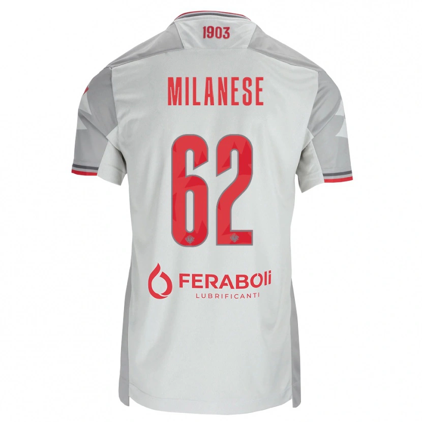 Danxen Criança Camisola Tommaso Milanese #62 Cinza Branco Vermelho Alternativa 2026/27 Camisa