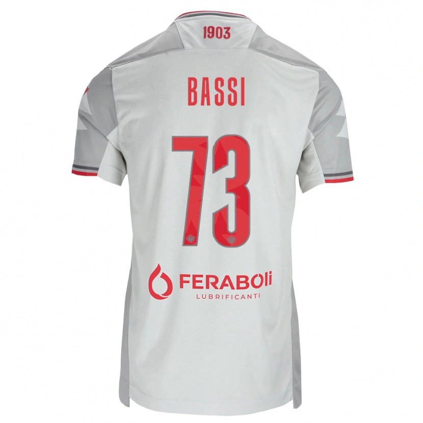 Danxen Criança Camisola Emanuele Bassi #73 Cinza Branco Vermelho Alternativa 2026/27 Camisa