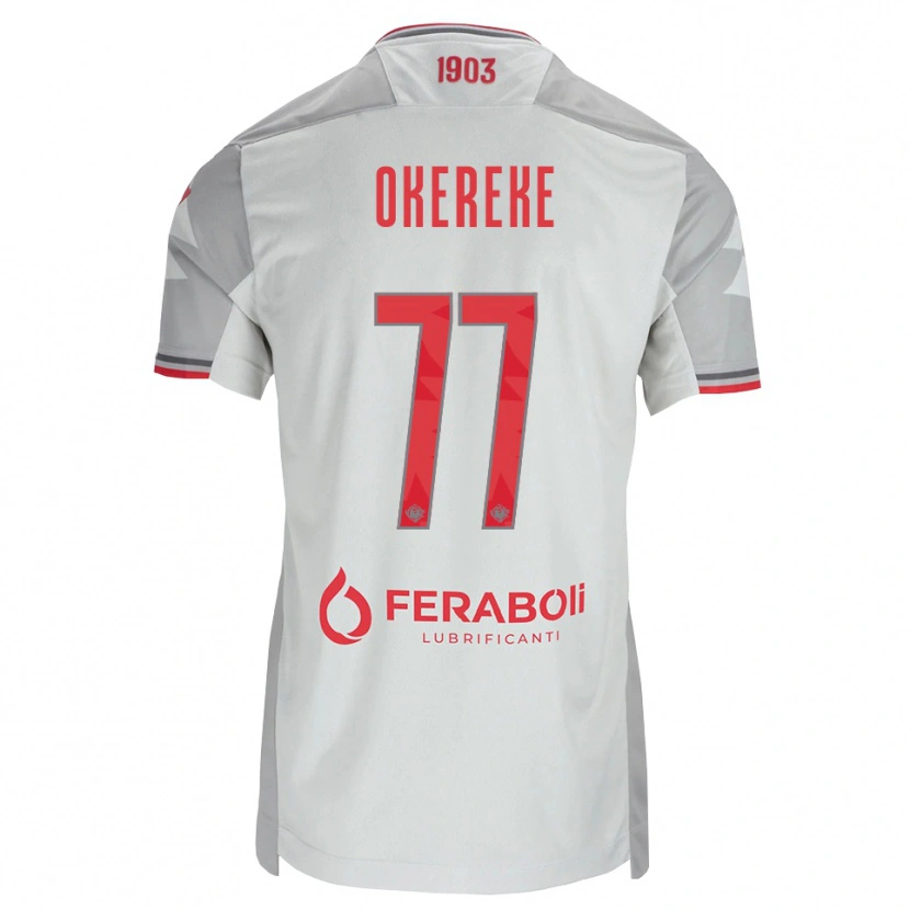 Danxen Criança Camisola David Okereke #77 Cinza Branco Vermelho Alternativa 2026/27 Camisa