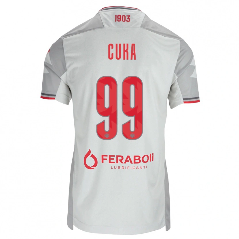 Danxen Criança Camisola Samuel Cuka #99 Cinza Branco Vermelho Alternativa 2026/27 Camisa