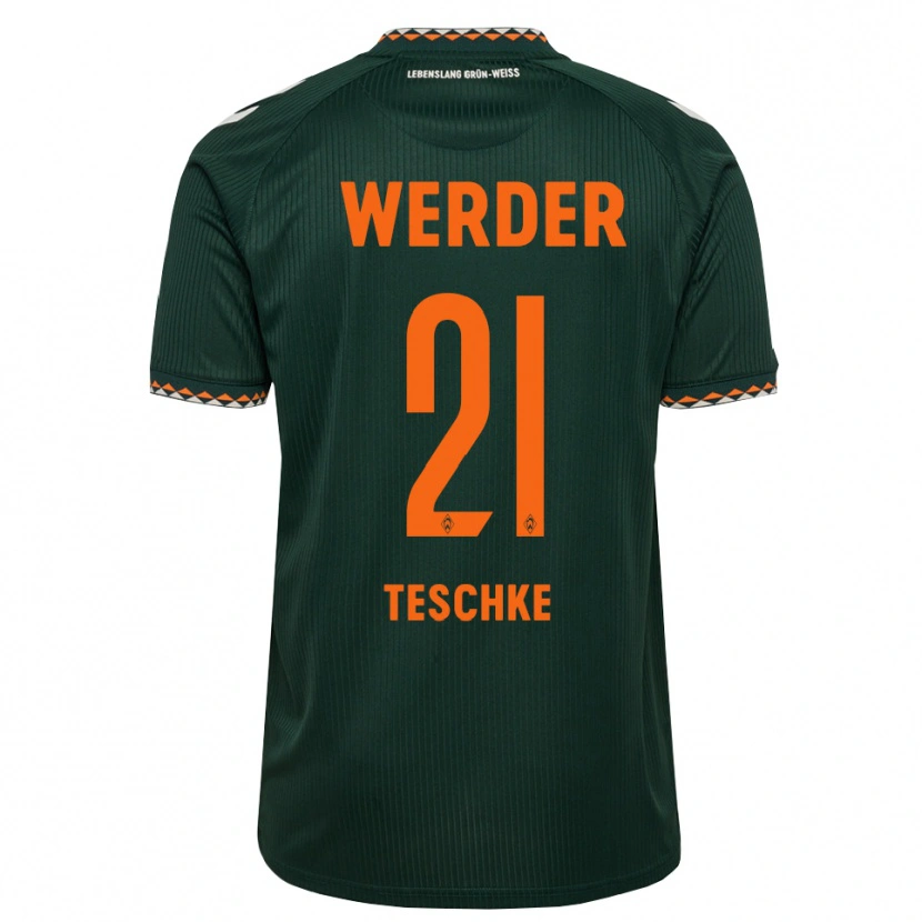 Danxen Criança Camisola Tim Teschke #21 Verde Escuro Laranja Branco Alternativa 2026/27 Camisa