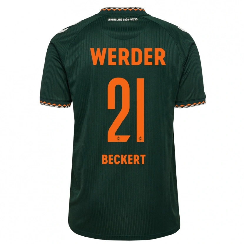 Danxen Criança Camisola Jonathan Beckert #21 Verde Escuro Laranja Branco Alternativa 2026/27 Camisa