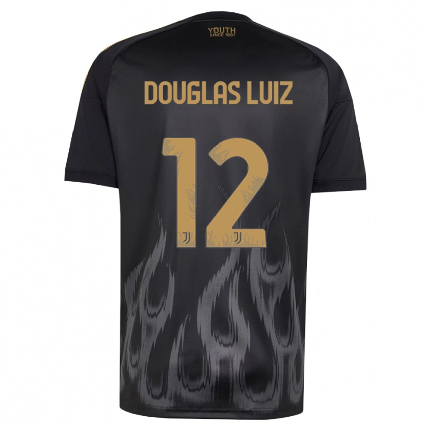 Danxen Criança Camisola Douglas Luiz #12 Preto Marrom Terceiro 2026/27 Camisa