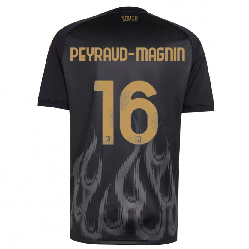 Danxen Criança Camisola Pauline Peyraud-Magnin #16 Preto Marrom Terceiro 2026/27 Camisa