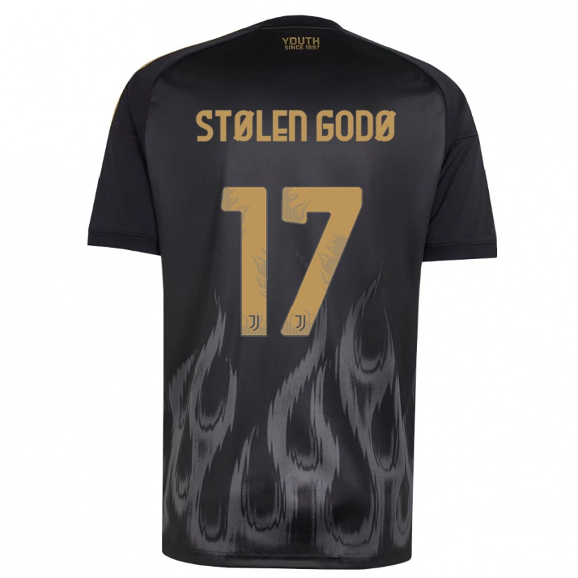 Danxen Criança Camisola Emma Stølen Godø #17 Preto Marrom Terceiro 2026/27 Camisa