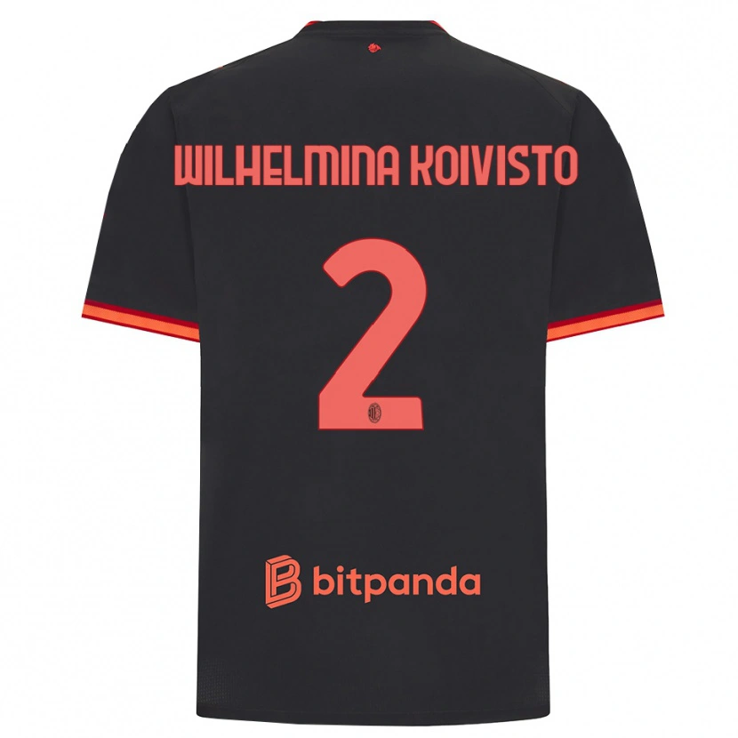 Danxen Criança Camisola Emma Wilhelmina Koivisto #2 Preto Vermelho Terceiro 2026/27 Camisa