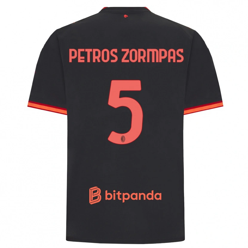 Danxen Criança Camisola Spyridon Petros Zorbas #5 Preto Vermelho Terceiro 2026/27 Camisa