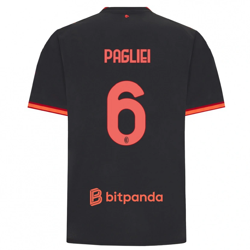 Danxen Criança Camisola Matteo Pagliei #6 Preto Vermelho Terceiro 2026/27 Camisa