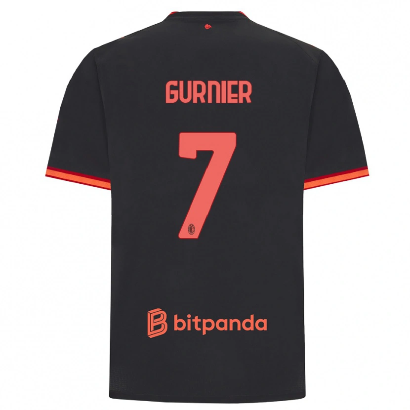 Danxen Criança Camisola Aurelien Guernier #7 Preto Vermelho Terceiro 2026/27 Camisa