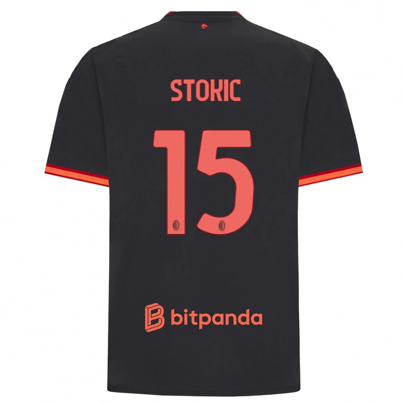Danxen Criança Camisola Sara Stokić #15 Preto Vermelho Terceiro 2026/27 Camisa