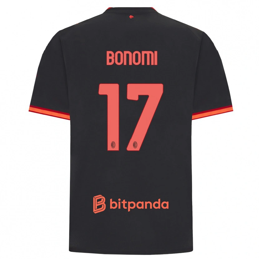 Danxen Criança Camisola Francesco Bonomi #17 Preto Vermelho Terceiro 2026/27 Camisa