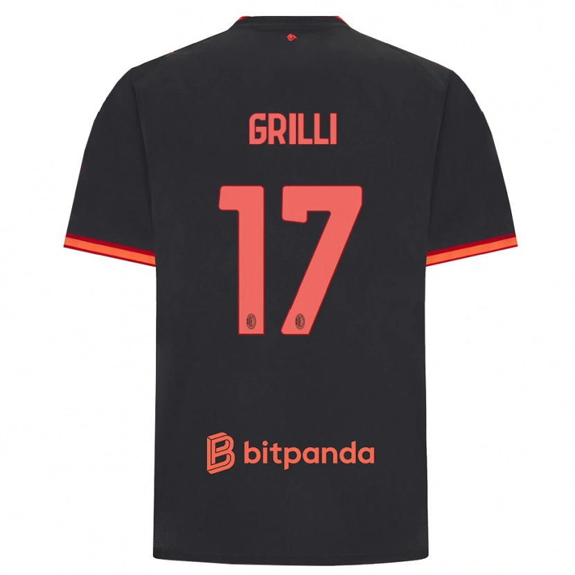 Danxen Criança Camisola Federico Grilli #17 Preto Vermelho Terceiro 2026/27 Camisa