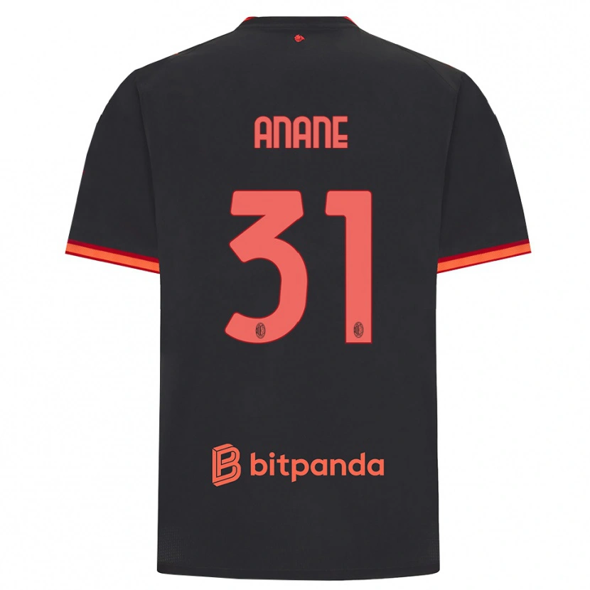 Danxen Criança Camisola Emmanuel Anane #31 Preto Vermelho Terceiro 2026/27 Camisa