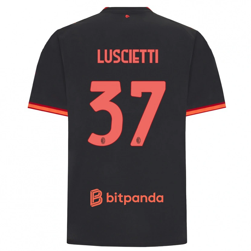 Danxen Criança Camisola Abebe Luscietti #37 Preto Vermelho Terceiro 2026/27 Camisa