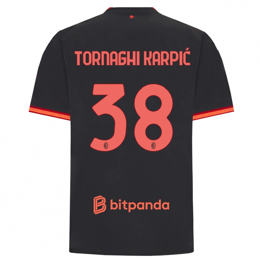 Danxen Criança Camisola Lavinia Tornaghi Karpić #38 Preto Vermelho Terceiro 2026/27 Camisa