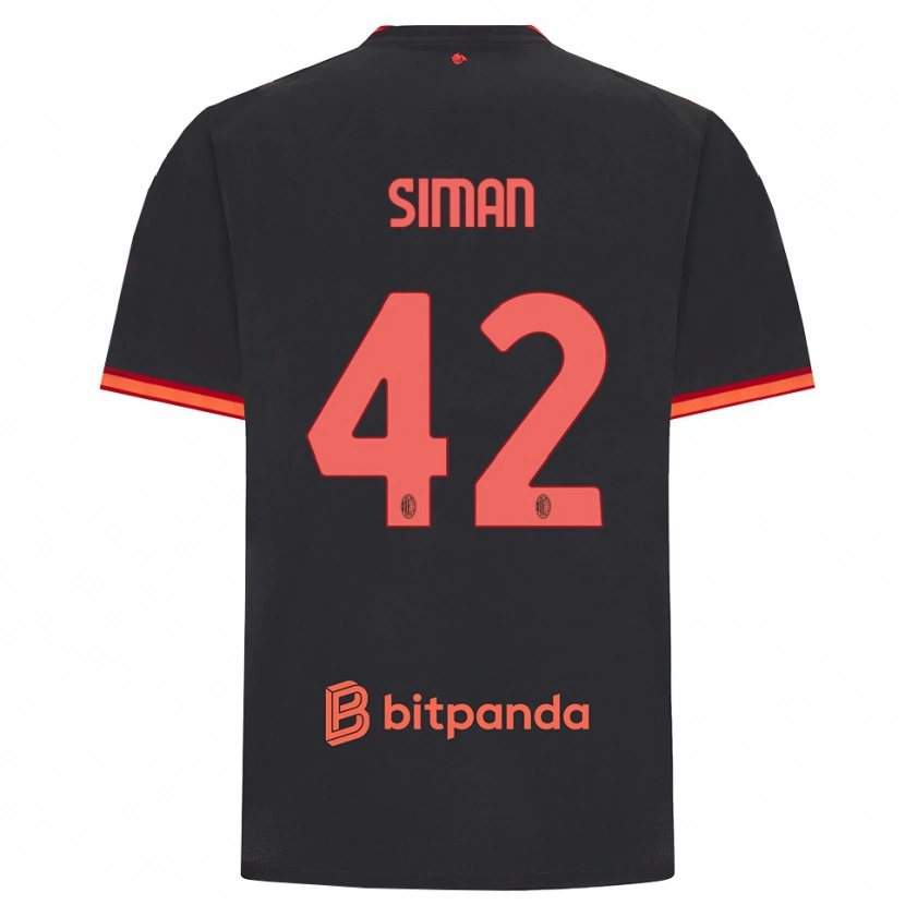 Danxen Criança Camisola Alexandru Șiman #42 Preto Vermelho Terceiro 2026/27 Camisa