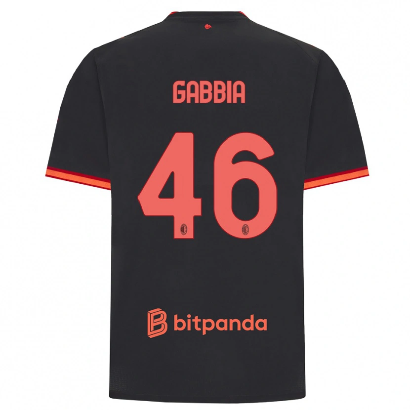 Danxen Criança Camisola Matteo Gabbia #46 Preto Vermelho Terceiro 2026/27 Camisa