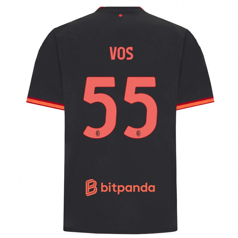 Danxen Criança Camisola Silvano Vos #55 Preto Vermelho Terceiro 2026/27 Camisa