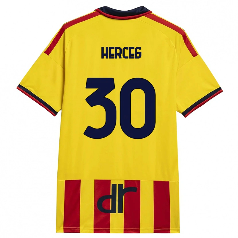 Danxen Homem Camisola Lovro Herceg #30 Amarelo Vermelho Principal 2026/27 Camisa