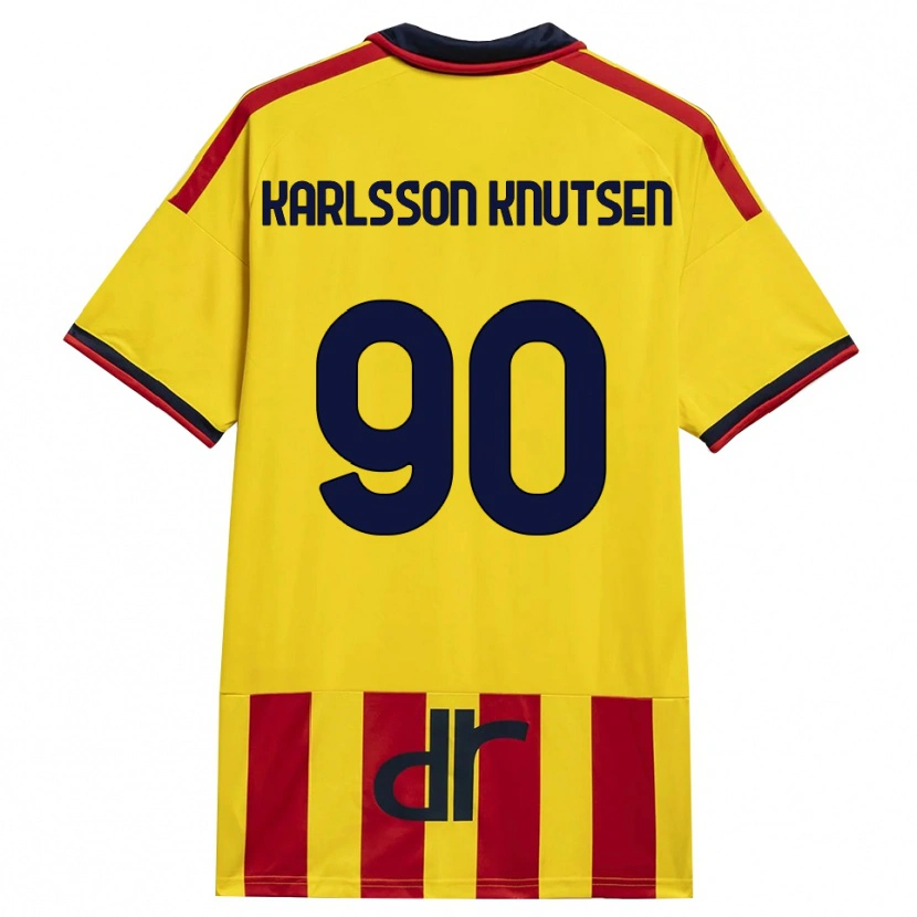 Danxen Homem Camisola Storm Karlsson Knutsen #90 Amarelo Vermelho Principal 2026/27 Camisa
