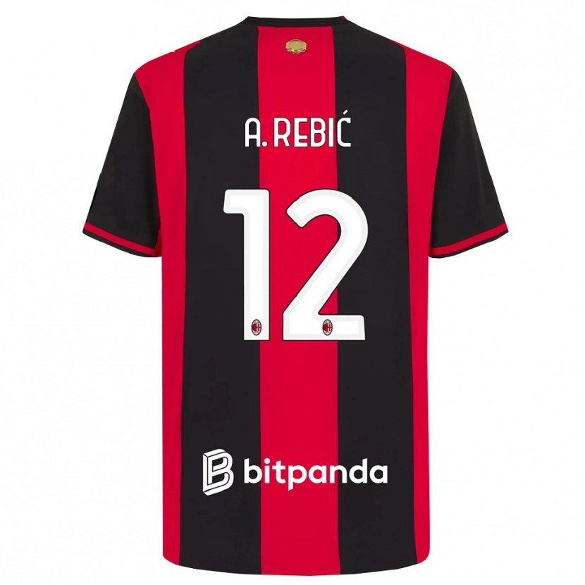 Danxen Homem Camisola Ante Rebic #12 Vermelho Preto Branco Principal 2026/27 Camisa