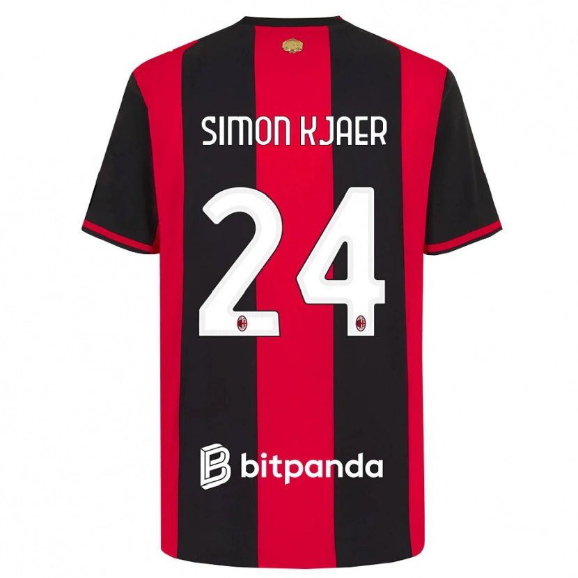 Danxen Homem Camisola Simon Kjaer #24 Vermelho Preto Branco Principal 2026/27 Camisa