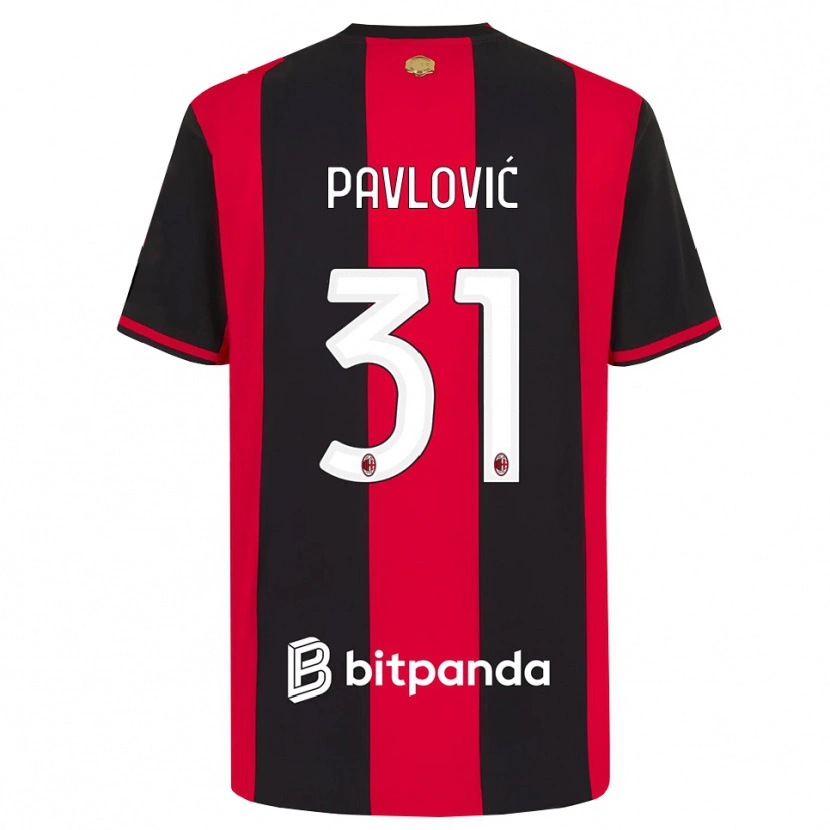Danxen Homem Camisola Strahinja Pavlović #31 Vermelho Preto Branco Principal 2026/27 Camisa