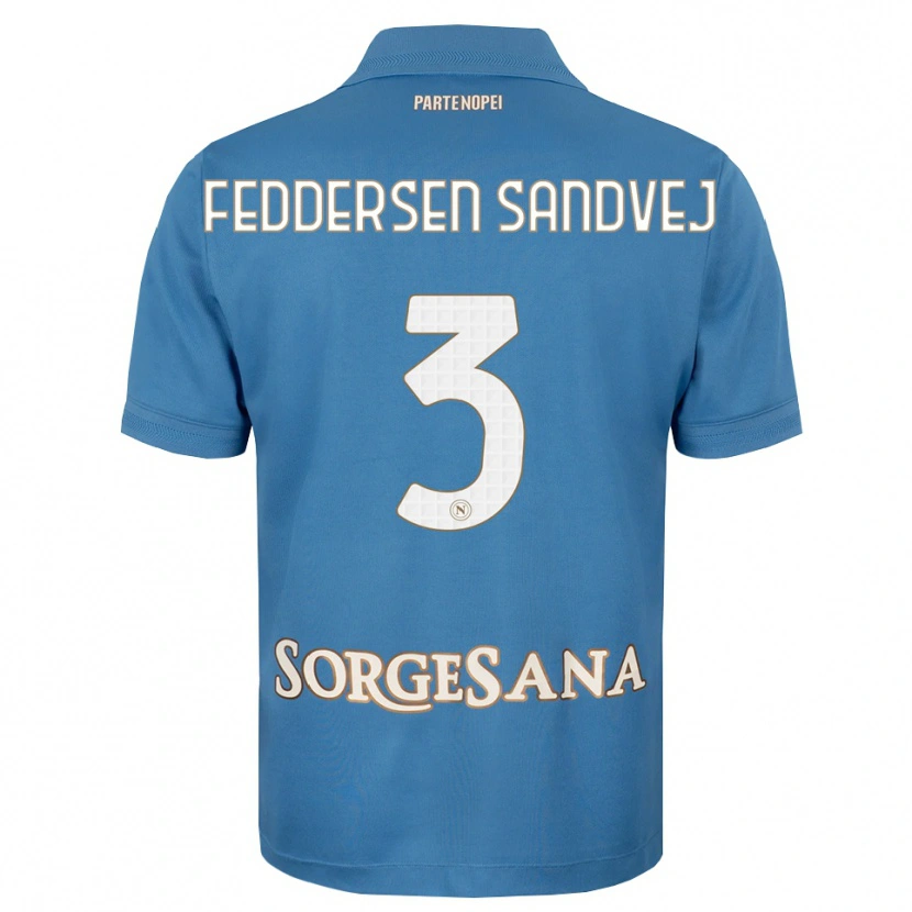 Danxen Homem Camisola Cecilie Feddersen Sandvej #3 Azul Bruma Branco Principal 2026/27 Camisa