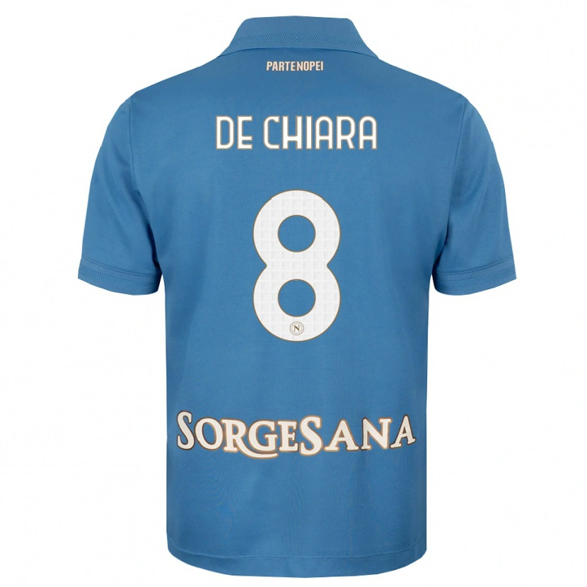 Danxen Homem Camisola Emmanuele De Chiara #8 Azul Bruma Branco Principal 2026/27 Camisa