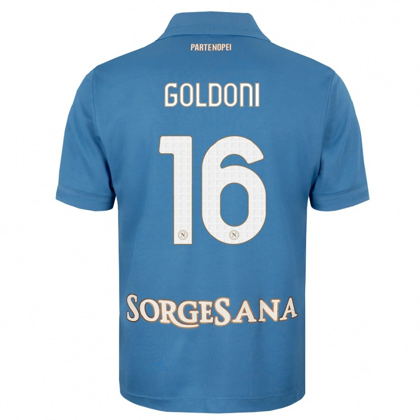 Danxen Homem Camisola Eleonora Goldoni #16 Azul Bruma Branco Principal 2026/27 Camisa