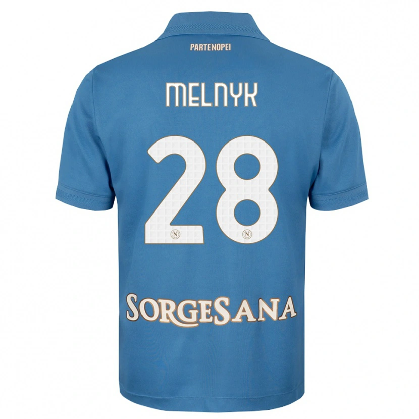 Danxen Homem Camisola Mykyta Melnyk #28 Azul Bruma Branco Principal 2026/27 Camisa