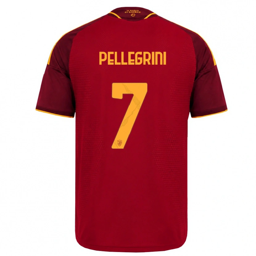 Danxen Homem Camisola Lorenzo Pellegrini #7 Vermelho Dourado Amarelo Principal 2026/27 Camisa