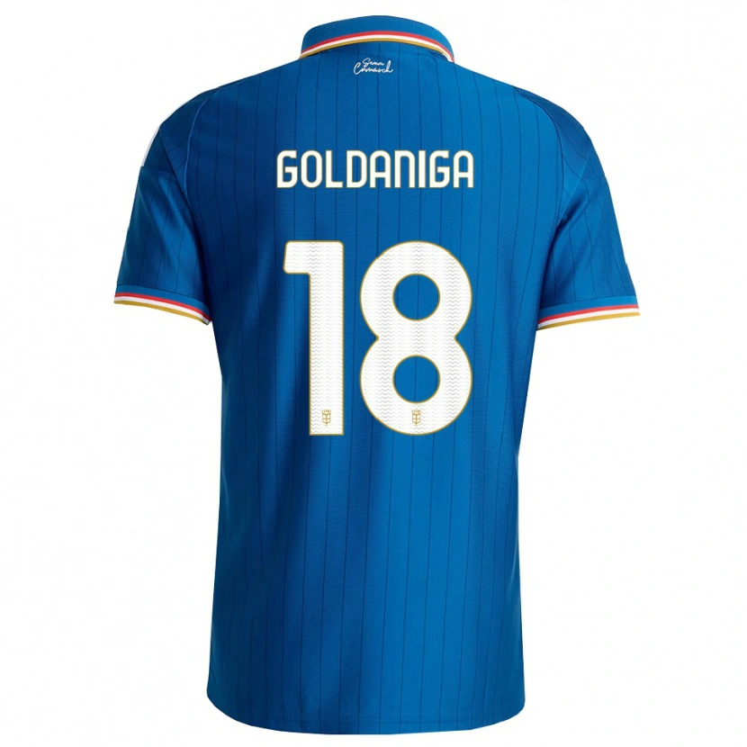 Danxen Homem Camisola Edoardo Goldaniga #18 Azul Branco Vermelho Principal 2026/27 Camisa