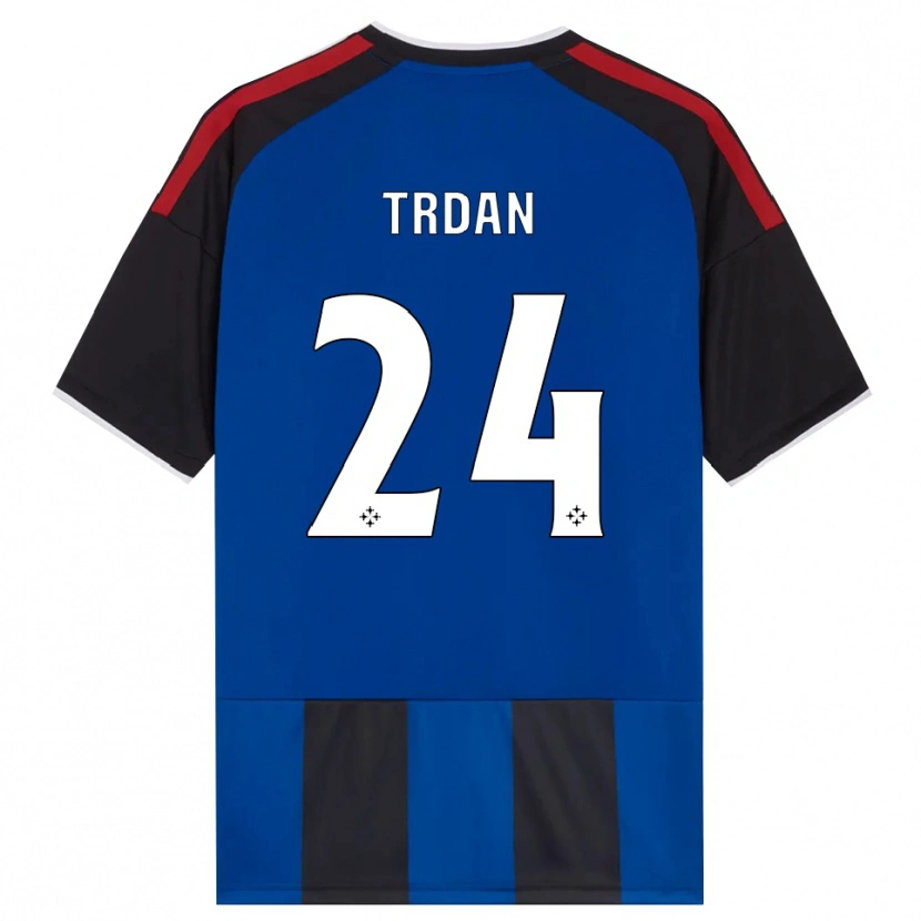 Danxen Homem Camisola Miha Trdan #24 Azul Preto Branco Vermelho Principal 2026/27 Camisa