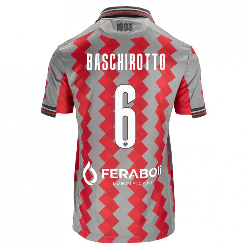Danxen Homem Camisola Federico Baschirotto #6 Cinza Vermelho Branco Principal 2026/27 Camisa