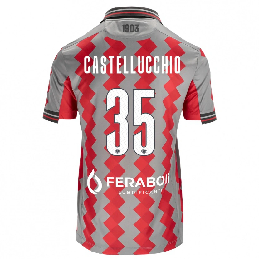 Danxen Homem Camisola Gabriele Castellucchio #35 Cinza Vermelho Branco Principal 2026/27 Camisa