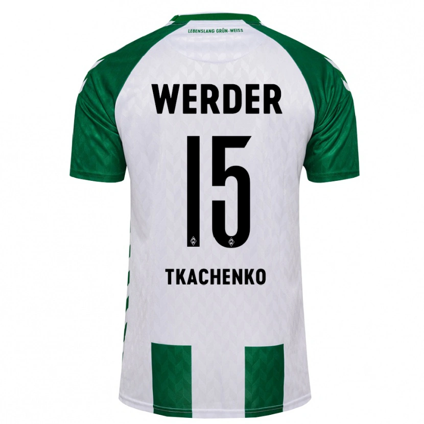 Danxen Homem Camisola Oleksandr Tkachenko #15 Verde Branco Principal 2026/27 Camisa