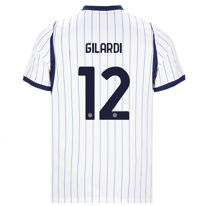 Danxen Homem Camisola Astrid Gilardi #12 Branco Azul Marinho Alternativa 2026/27 Camisa