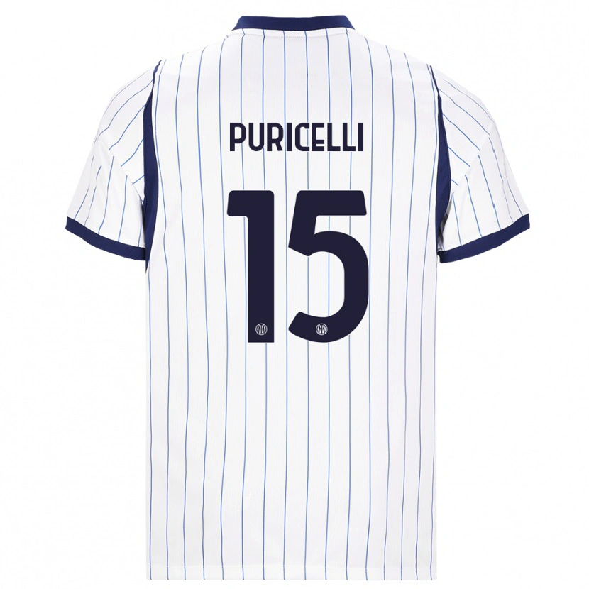 Danxen Homem Camisola Lorenzo Puricelli #15 Branco Azul Marinho Alternativa 2026/27 Camisa