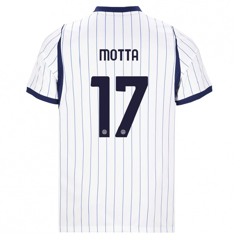 Danxen Homem Camisola Matteo Motta #17 Branco Azul Marinho Alternativa 2026/27 Camisa